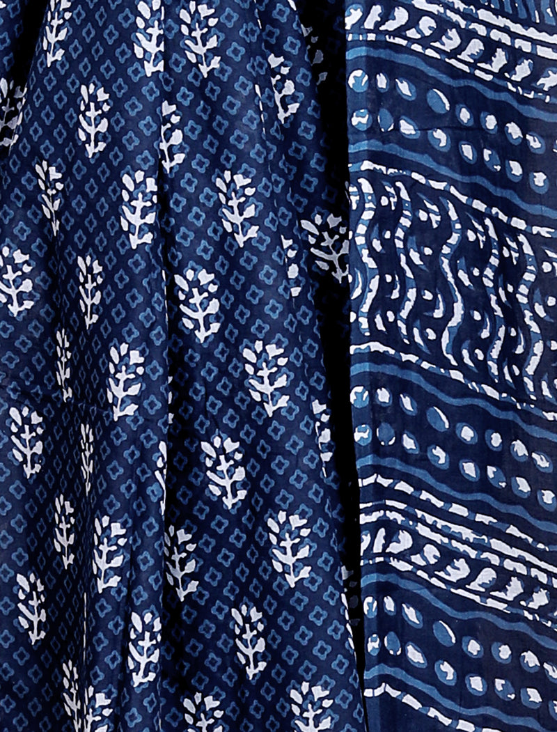 Elegant Beige Hand Block Printed Cotton Saree with Tribal Design